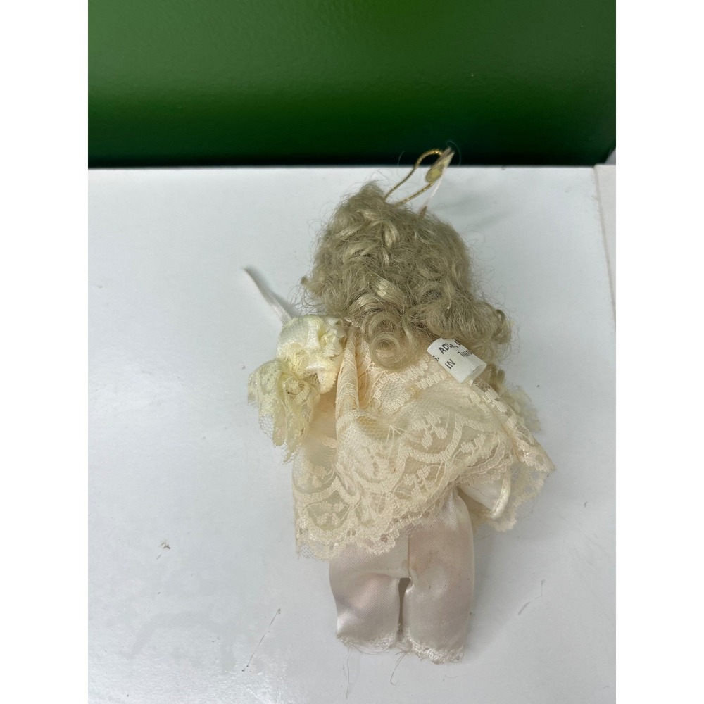 Vintage 1984 Kurt S Adler Porcelain Angel Christmas Ornament Lace Cream Gold - Picture 4 of 6